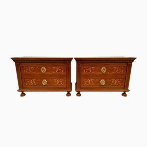 Commodes Édouardien Antique en Acajou Marqueté, 1900, Set de 2