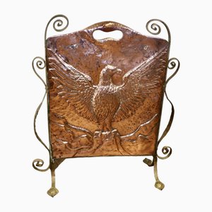 Arts and Crafts Phoenix Eagle Copper and Brass Fire Screen, 1890s