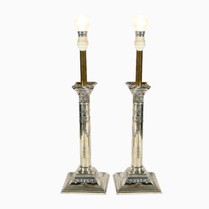 Electrified Torches in Silver Metal, Set of 2