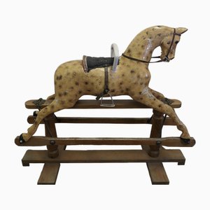Cavallo a dondolo edoardiano grande, fine XIX secolo