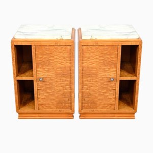 Art Deco Ash Bedside Tables, 1920, Set of 2