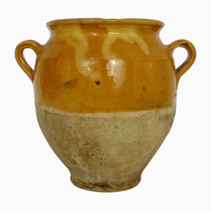 Small Glazed Yellow Confit Pot, Pyrenees, South West of France, 19th Century