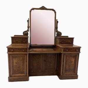 Antique Victorian Burr Walnut Dressing Table, 1860s