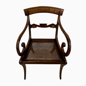 Antique Regency Rosewood & Brass Inlaid Dining Chairs, 1825, Set of 8