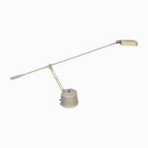 Italian White Metal Adjustable Desk Lamp from Halogen, 1980s