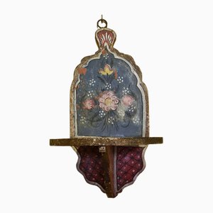 Floral Painted Wooden Wall Console, Late 19th Century