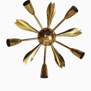 Mid-Century Sputnik Deckenlampe aus Messing, 1950er