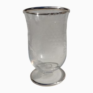 Vase Début du 20ème Siècle en Cristal et Argent, 1890s