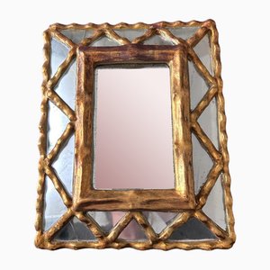 Specchio Hollywood Regency con perline, anni '50