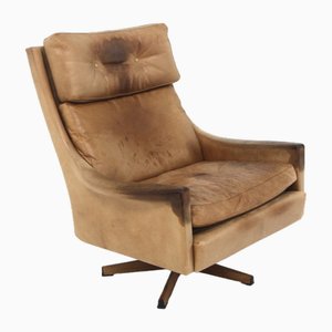 Fauteuil Rotatif Minerva Scandinave en Cuir par Torbjørn Afdal, Suède, 1960s