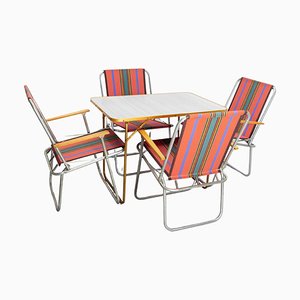 Tables et Chaises de Camping Pliantes, France, 1950s, Set de 5