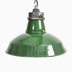 Lámpara colgante industrial esmaltada de Wardle, años 50