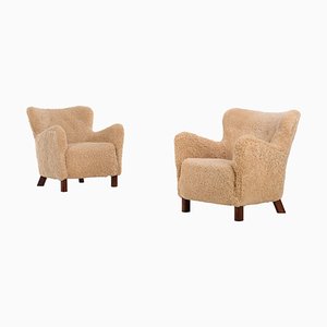 1669 Easy Chairs by Fritz Hansen, 1940s, Set of 2