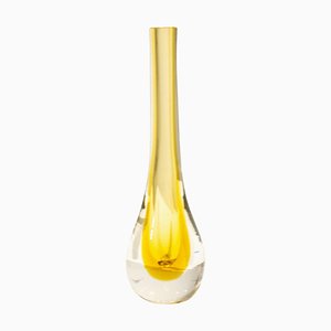 Small Hand-Crafted Yellow Murano Glass Vase attributed to Flavio Poli, Italy, 1970s