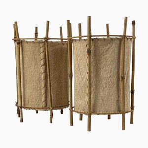 Bamboo & Parchment Table Lamps by Louis Sognot, France, 1950s, Set of 2