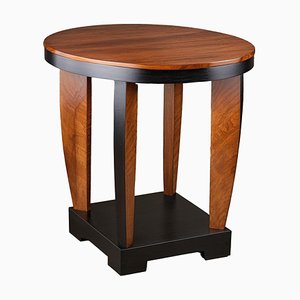 Art Deco Side Table with Walnut and Black Lacquer, 1920s