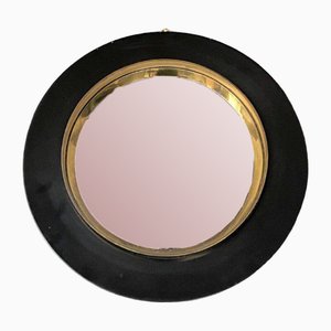 Miroir Sorcière en Bakélite et Laiton avec Contour Noir, 1960s