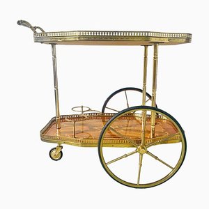 Italienischer Vintage Hollywood Regency Barwagen aus Holz mit Intarsien, 1970er