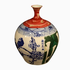 Jarrón chino de cerámica pintada, 2000