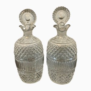 Carafes Victoriennes Antiques en Verre Taillé, Irlande, 1860, Set de 2