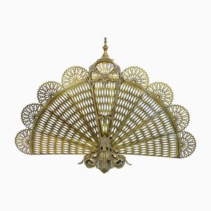 Fan-Shaped Chimney Fire Screen in Gilded Bronze, 19th Century