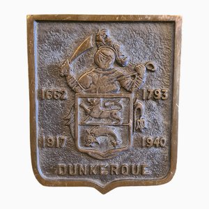 Placa conmemorativa francesa de bronce de Dunkerque, siglo XX