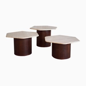 Tables Basses Gigogne en Travertin, 1960s, Set de 3