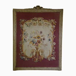 French Petit Point Embroidery in Classic Frame, Early 20th Century