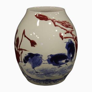 Vase en Céramique Peinte, Chine, 2000
