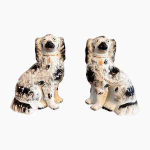 Chiens Staffordshire Assis Antiques, Victorienne, 1880, Set de 2