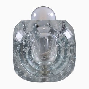 Lampada da tavolo vintage a forma di cubo in vetro