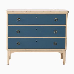 Scandinavian White and Blue Chest of Drawers, 1960s