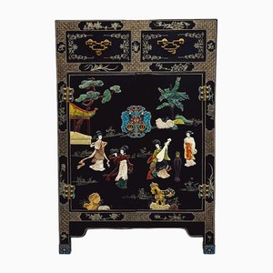 Chinese Colorful Soapstone Wall Cabinet