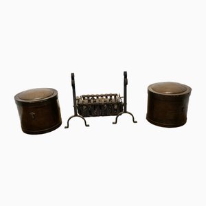 Fireside Stools for Coal and Logs, 1920s, Set of 2