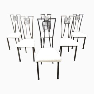 Highback Metal Dining Chairs, 1980s, Set of 6