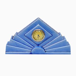 Art Deco Fan Clock in Earthenware from Saint-Clément, France, 1930s