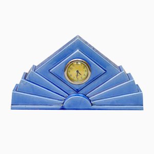 Reloj en forma de abanico Art Déco de loza de Saint-Clément, Francia, años 30