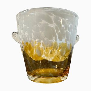 Modern Yellow and White Murano Glass Ice Bucket by Venini, 1980s