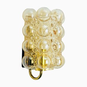 Amber Bubble Glass & Brass Wall Light by Helena Tynell for Limburg, 1960s