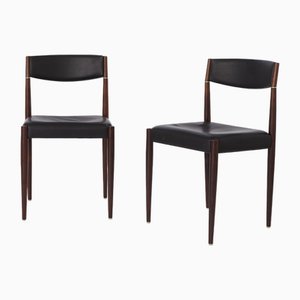 Vintage Chairs in Rosewood & Leather, Germany, 1960s, Set of 2