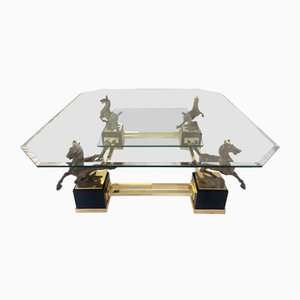 Large Octagonal Glass Coffee Table attributed to Maison Charles for Horse of Gansu, China, 1970s