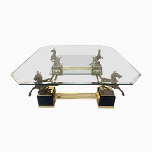 Mesa de centro octogonal grande de vidrio atribuida a Maison Charles para Horse of Gansu, China, años 70