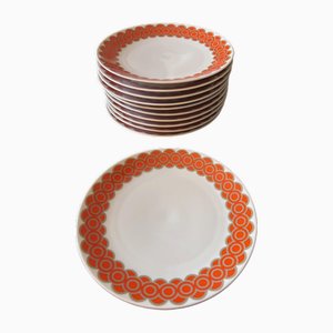 Platos de porcelana, años 70. Juego de 11