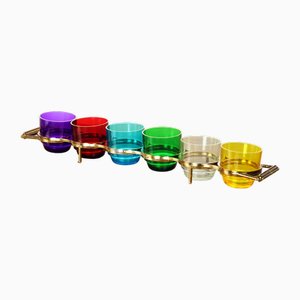 Bicchieri vintage Rainbow Liquore, Cecoslovacchia, anni '60, set di 7