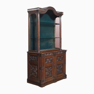 Carved Oak Display Cabinet