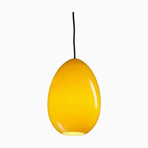 Mid-Century Bright Yellow Oval Pendant attributed to Luxus Sweden, 1960s