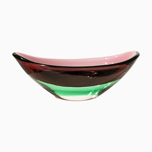 Centro de mesa de cristal de Murano rosa hecho a mano, 1970