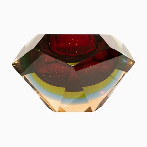 Jarrón de cristal de Murano rojo hecho a mano de Flavio Poli, 1970