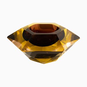 Jarrón pequeño de cristal de Murano marrón hecho a mano de Flavio Poli, 1970