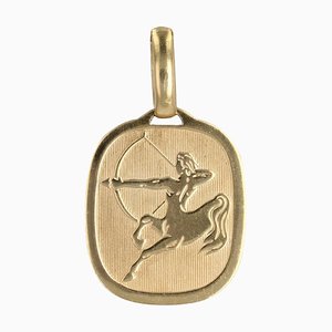 Pendentif Médaille Sagittaire Moderne en Or Jaune 18 Carats